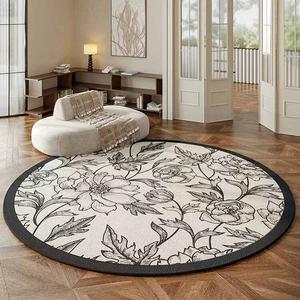 AOVOC Ковер круглый 160 см диаметр, для гостиной/спальни, кремовый стиль, модель Xiangyuan Round 06