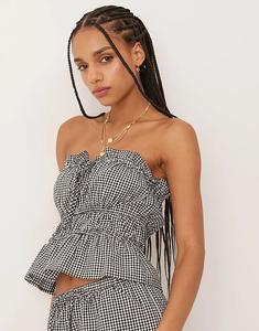 Укороченный топ-бандо от Nobody's Child Rach в однотонную клетку виши