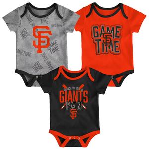Комплект боди из трех частей San Francisco Giants черного/оранжевого/серого цвета для новорожденных и младенцев Game Time Outerstuff