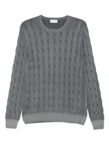 Свитер фактурной вязки с круглым вырезом Gran Sasso, серый