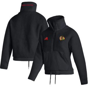 Женская черная куртка adidas Chicago Blackhawks с молнией до половины длины из шерпы adidas