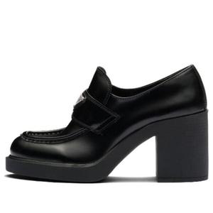 Кроссовки chocolate brushed leather loafers 'black' Prada, черный