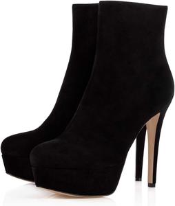 Женские ботильоны YDN на высоком каблуке-стилетто с платформой, округлым носком, боковой молнией, зимние модные офисные и вечерние туфли