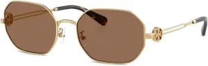 Женские металлические солнцезащитные очки Tory Burch, Shiny Gold / Dark Brown Polyamide Standard