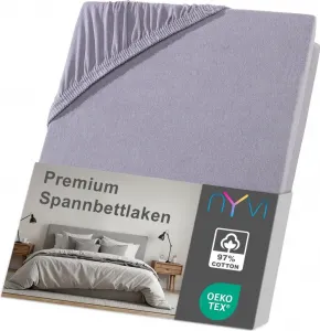 Простыня на резинке DreamScience Premium 140-160 x 220 см серая для кроватей с пружинным блоком шириной до 32 см - простыня на резинке Comfort, 190 г/м², без усадки, без складок, с резинкой NYVI