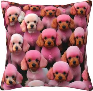 Ogniwo Подушка Ogniwo Pink Poodles Dogs мягкая квадратная Pink Poodles Dogs
