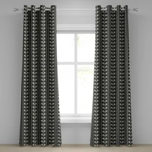 Штора на люверсах ABAKUHAUS с цветочным узором, светло-голубые весенние цветы с листьями на вертикальных волнистых ветках, декоративные двухпанельные шторы, 280 см x 175 см, цвет: черный, бледно-голубой, кремовый Abakuhaus