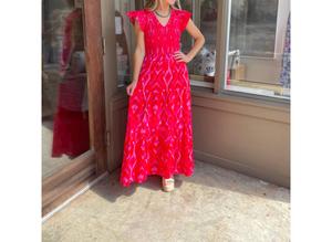 Блевин Макси платье в красно-розовом сочетании SUGARLIPS