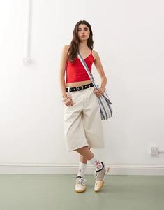 Джинсовые шорты COLLUSION с контрастной строчкой цвета экрю