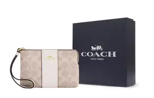 COACH Мини-клатч из лакированного полотна женский мел и мультиколор