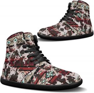 Binienty Мужские и женские минималистичные босоногие туфли из ПУ-кожи, высокие, с нулевым падением, для спорта, хайкинга и ходьбы, Aztec Tribal