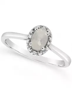 Кольцо с бриллиантовым акцентом и гранатом (1/2 карата) из стерлингового серебра (также доступно с другими драгоценными камнями) Macy'S, moonstone
