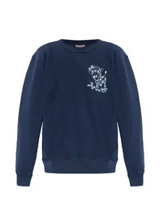 Свитшот с вышивкой в виде мультяшного рисунка и круглым вырезом Kenzo, синий