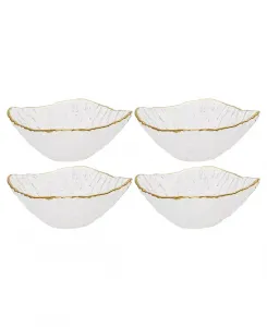 Квадратная десертная чаша из битого стекла с бортиком, набор из 4 шт. Classic Touch, gold