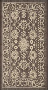 Ковер SAFAVIEH, 61 x 110 см, Washable Rug Outdoor Courtyard Collection - , Chocolate & Cream, без линьки и простой в уходе, идеально для патио, входной двери, прихожей, придверный ковер (CY6727-204)