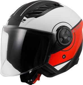 LS2 of616 airflow ii cover jet helmet, White Matt/Red