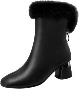 Теплые и мягкие женские ботильоны с заостренным носком - подходят для повседневной носки и прогулок на улице. Однотонный дизайн. Fusecottc, Black