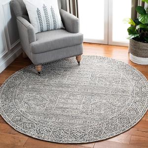 Ковер SAFAVIEH, 183 x 183 см, Abstract Collection, Grey & Black, Handmade Wool, идеален для помещений с высокой проходимостью в гостиной, спальне (ABT967F)