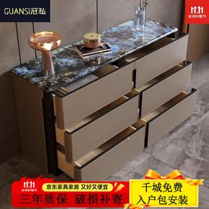 Guansi Комод 150 см для гостиной и спальни из массива дерева и седельной кожи, 9 мм микрокристаллический камень, настенный