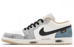 Jordan Кроссовки Air 1 Qin And Han Pattern Abrasion Resistant Low top Vintage мужские серо-голубые