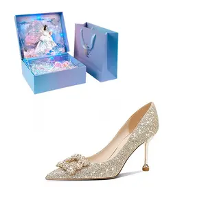 WUGUNIANG Женские туфли на высоком каблуке шампань/серебро шампань голд [3D коробка с бабочкой], цвет Champagne Gold[Butterfly Dimension 3D Box]