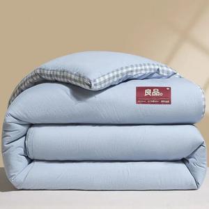 Fuanna Одеяло 200x230 см, 5 кг, из соевого волокна, класс A, утепленное, синий мелкий клетчатый принт