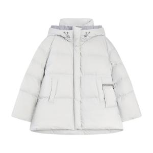 ELLE Пуховик Women's Light Gray с капюшоном, умеренный объем