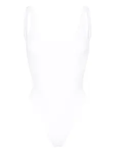 Купальник с монограммой и стразами Elisabetta Franchi, белый