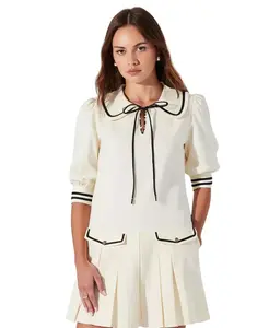 Женское мини-платье с контрастным воротником и бабочкой Modenaire, белый