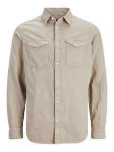 JACK & JONES Рубашка с пуговицами приталенного кроя в бежевом цвете