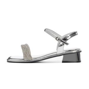 JOSINY Сандалии с одной лямкой женские серебристые (высота каблука 3 см), цвет Silver (Heel Height 3cm)