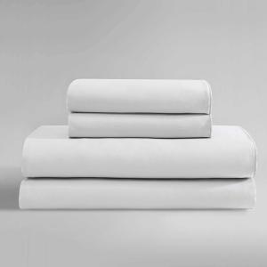 Calvin Klein Комплект постельного белья, размер Queen, пастельно-серый с жемчужной каймой, хлопковый сатин с мягким блеском и глубокими карманами, включает наволочки, простыню, пододеяльник