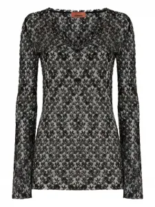 Топ с длинными рукавами из цветочного кружева Missoni, черный