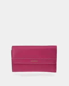 Большой кожаный кошелек с клапаном Daviletto, цвет Fucsia