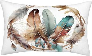 Generic Декоративная подушка с акварельным принтом пера Multicolor 6