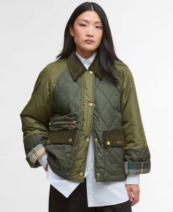 Женская стеганая куртка Martha с вельветовым воротником Barbour, Olive/Tartan