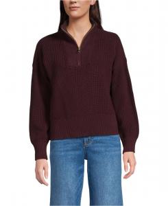 Женский свитер Drifter Shaker Wedge Quarter Zip для невысоких женщин Lands' End, Aged wine heather