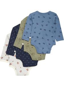 Pippi Babywear Детский боди с длинными рукавами "Body LS AO-printed (4-pack)" зеленого цвета