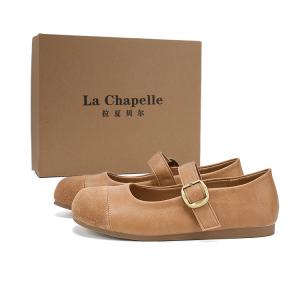 La Chapelle Плоские туфли Mary Jane на низком каблуке, женские, коричневые
