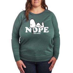 Футболка большого размера с длинными рукавами из французского трикотажа с принтом «Арахис» и «Снупи» Licensed Character, зеленый