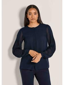 MADELEINE Элегантная блузка с плиссированной спинкой темно-синего цвета