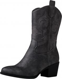 Женские ковбойские сапоги GLOBALWIN до середины голени, стиль Western Cowgirl, модные женские ковбойские сапоги с грубым низким каблуком, 19Yy17Grey