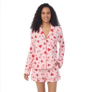 Женский пижамный комплект с длинными рукавами: верх и нижние части пижамы Beauty Sleep Social, цвет pink prt