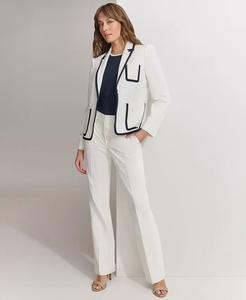 Женский блейзер на одной пуговице с контрастной отделкой, топ с короткими рукавами и контрастной отделкой и брюки-ботфорты Sutton Tommy Hilfiger, синий