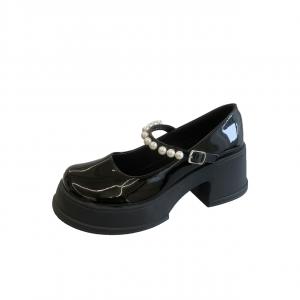 WUJI Женские туфли Мэри Джейн на массивном каблуке черные, цвет Black