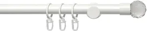 Карниз Liedeco "Готовый набор стилей, граненый шар, 20 мм", 1 направляющая, фиксированного размера, карниз в сборе 240 см, Ø 20 мм, белый