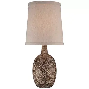 Настольная лампа Chalane в деревенском стиле высотой 23 1/2 дюйма с кованым абажуром из натурального бежевого льна с античной бронзой для спальни, гостиной и прикроватной тумбочки 360 Lighting, brown