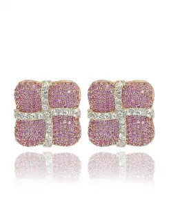 Серьги-Гвоздики Suzy Levian из стерлингового серебра с сапфирами и искусственными белыми сапфирами в оправе из кушона Suzy Levian New York, pink