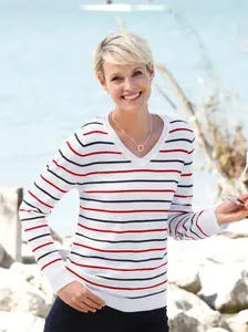 Свитер в полоску Classic Basics "Пуловер", цвет Weiß-Rot-Geringelt