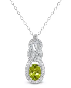 Ожерелье с ореолом из серебра 925 пробы с топазом (3/8 карата) Macy'S, peridot